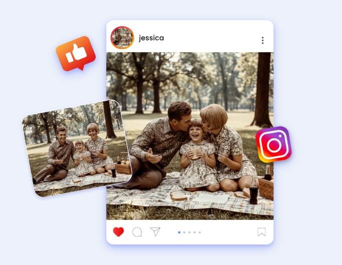 Animate a familys old photo and share it on social media