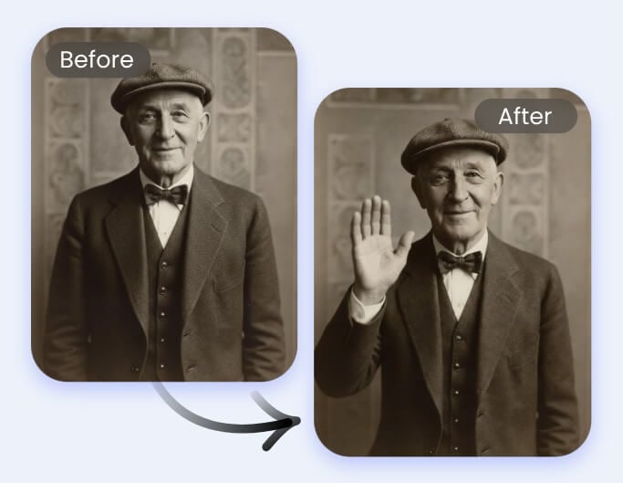 Animate an elderly persons old photo to commemorate a deceased loved one