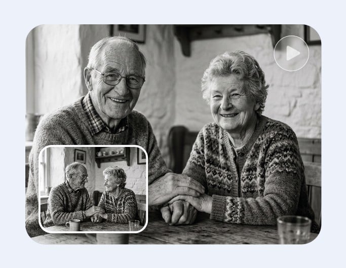 Animate an old photo of a couple using ai
