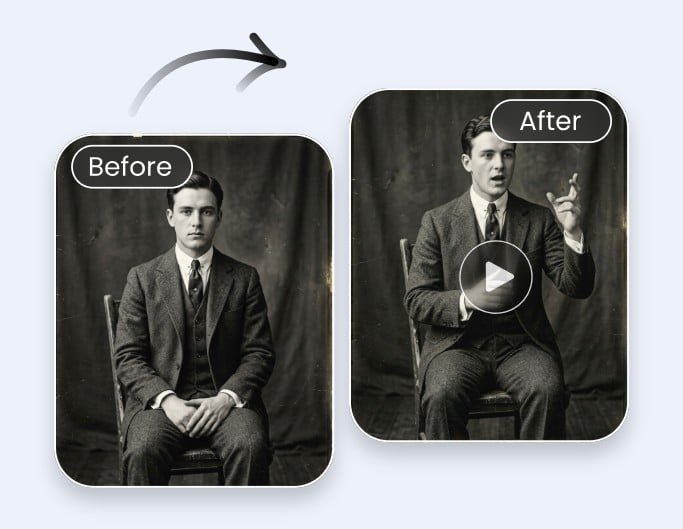 ある男性の古い写真に動きをつける