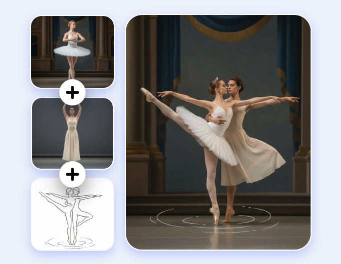 Fusiona imágenes para contar una historia con un hombre en una ciudad nocturna rodeado de letras en llamas