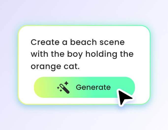 Apply AI editing tools or text prompts to enhance retouch or replace photo elements
