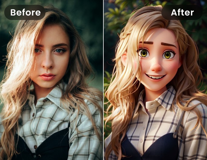 Before and after effect of applying fotors disney filter