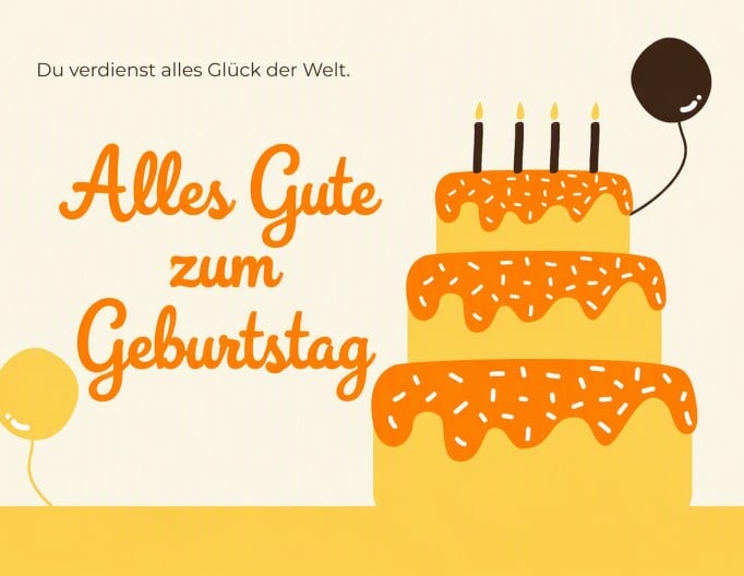 Beispiel einer klassische geburtstagskarte mit torte und ballon