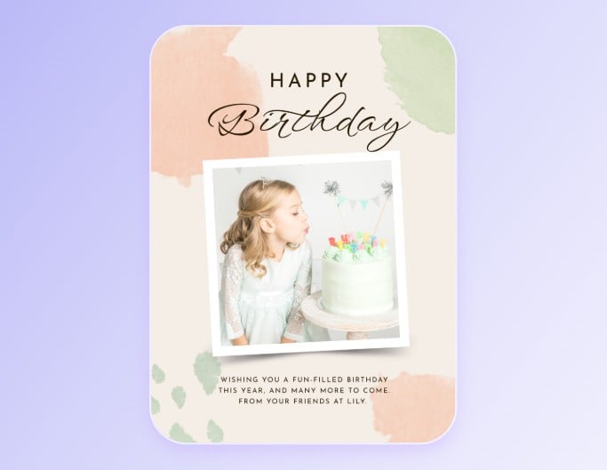 Fotor の小さな女の子をテーマにした誕生日ポスター テンプレート