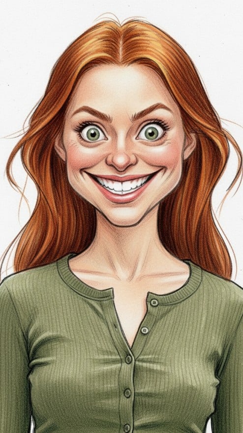 Caricature drawing style effect for a woman