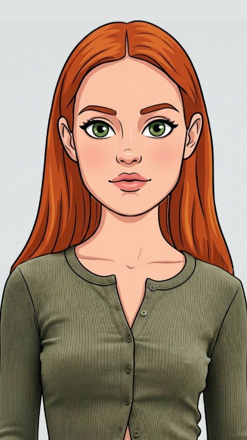 Cartoon big head effect for a woman