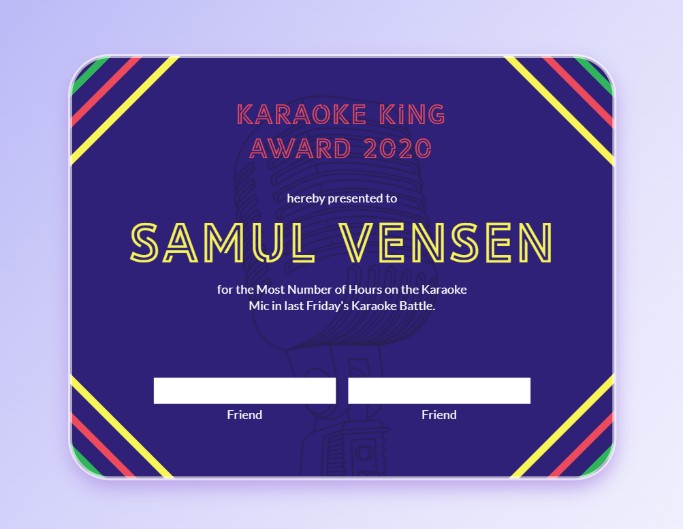 Certificat de récompense