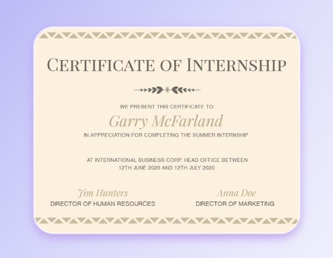 Attestation de stage