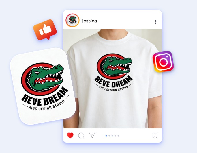 Change a design to an ai clothing mockup and share it on sociual media