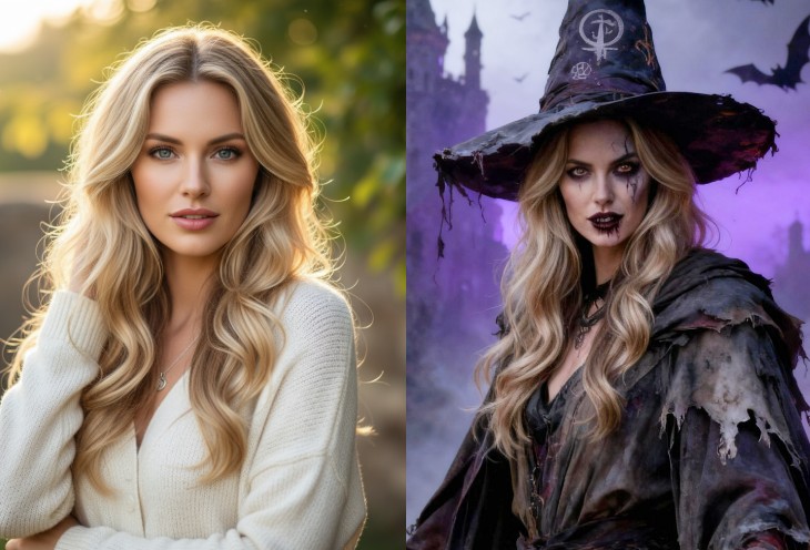Change a girl photo to a witch