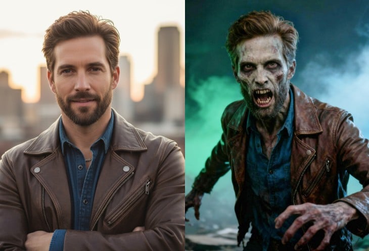 Change a male photo to a zombie