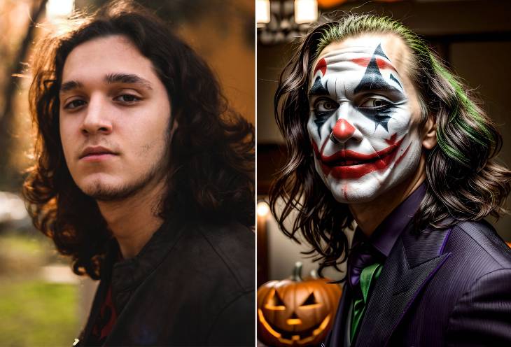 Change male face to halloween joker face