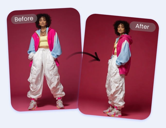 Change the angle of a fashion female model