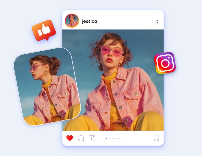 Change the angle of a girl photo and share it on social media