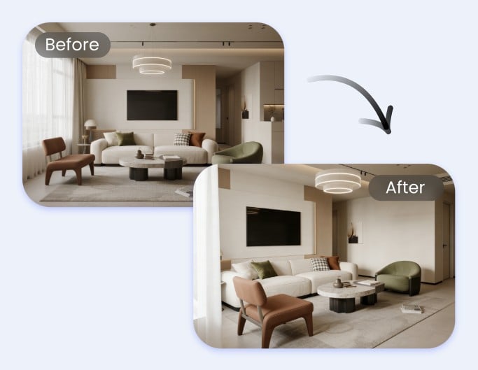 Change the angle of an interior design image