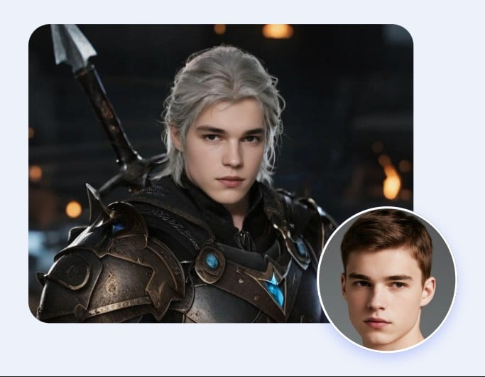 Change the face of a young boy with an anime character photo