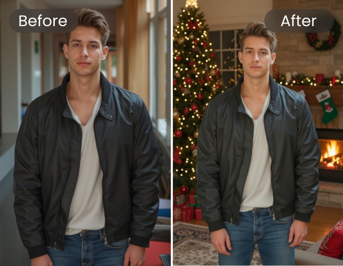 Salon de Noël chaleureux