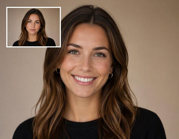 Change the original girl facial expression to smile