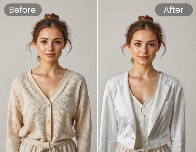 Change the top of a lady to a new one