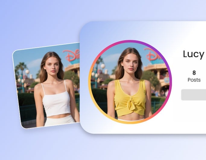 Change the white tube top of a girl to a white one and use it as a social media pfp