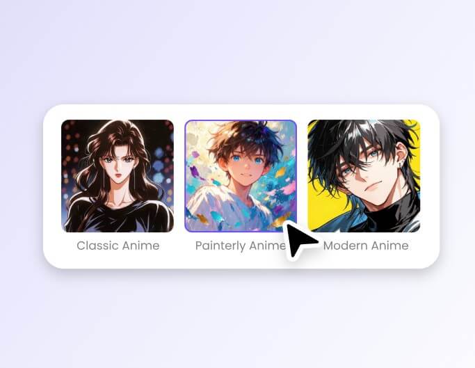 다양한 애니메이션 스타일 중 하나 선택하기