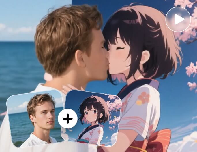 Fotor ermöglicht es einem echten Mann, ein Anime-Mädchen zu küssen