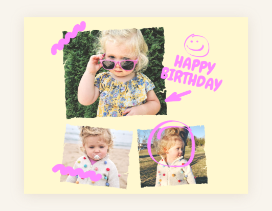 Combine 3 little girl photos into a birthday collage