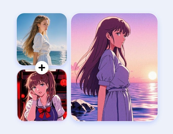 Combine realistic portrait with anime style