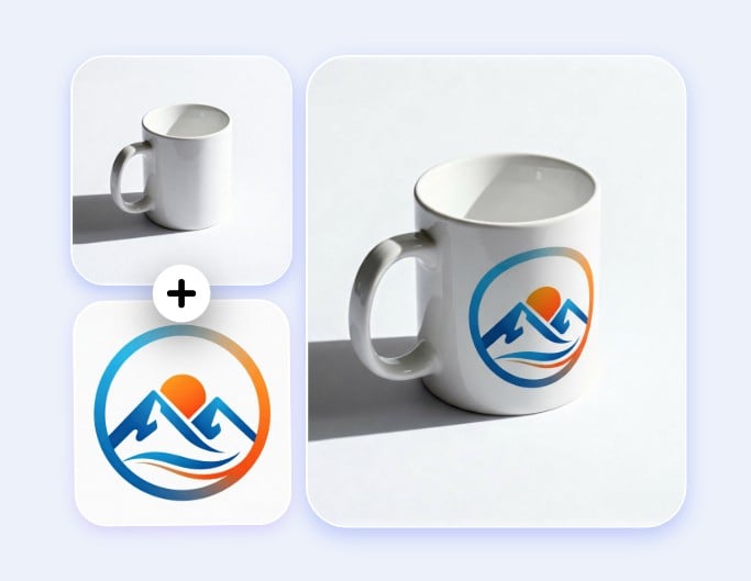 Combina dos imágenes en un marco con un diseño de logotipo