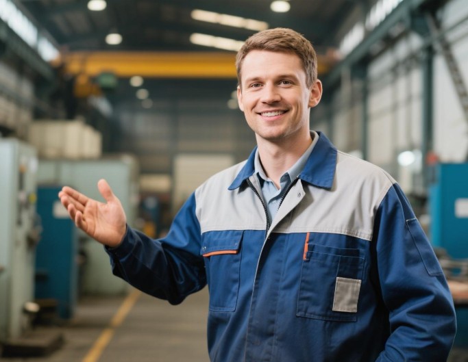 Company explainer video featuring a factory staff