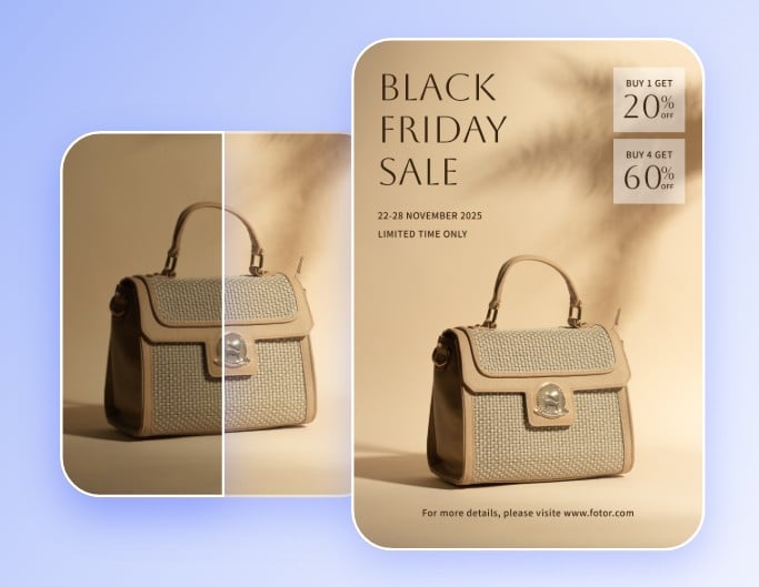 Contrast a bag image and apply it to a marketing poster