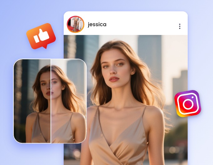 Contrast a dark female portrait image and share it on social media