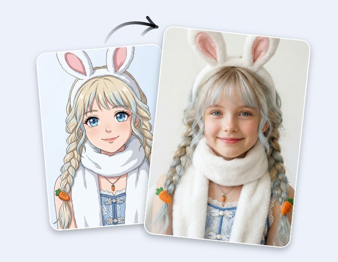 Convert a cute anime girl to real for cosplay inspiration