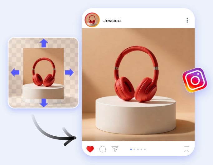 Convert a headphone image to 1x1 for Instagram