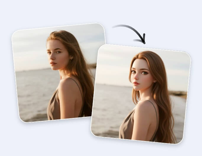 여성 사진을 3D 애니메이션 이미지로 변환하기