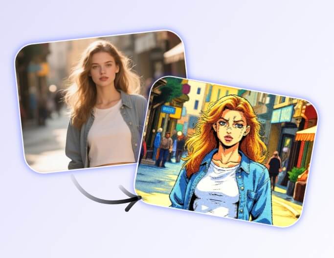 Convert a photo of a woman into jojo art style