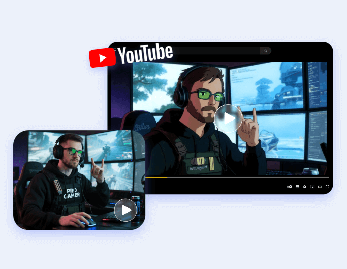 Convert a video of a male youtuber to a cartoon style video