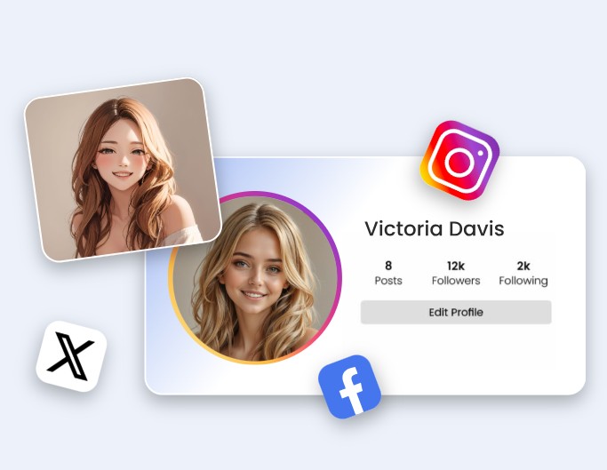 Convert an anime woman to real and use as a social media avatar
