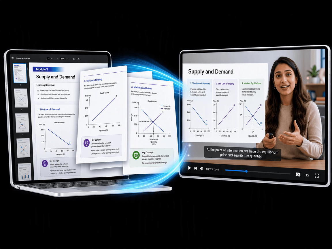 Convert an educational material pdf to an online course video