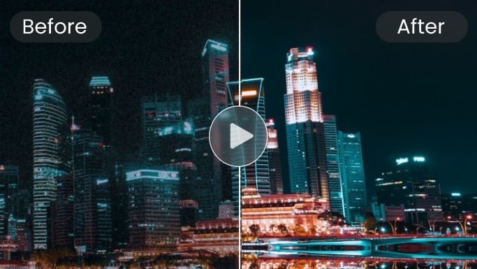 Convert city night scene to HD quality before and after effect