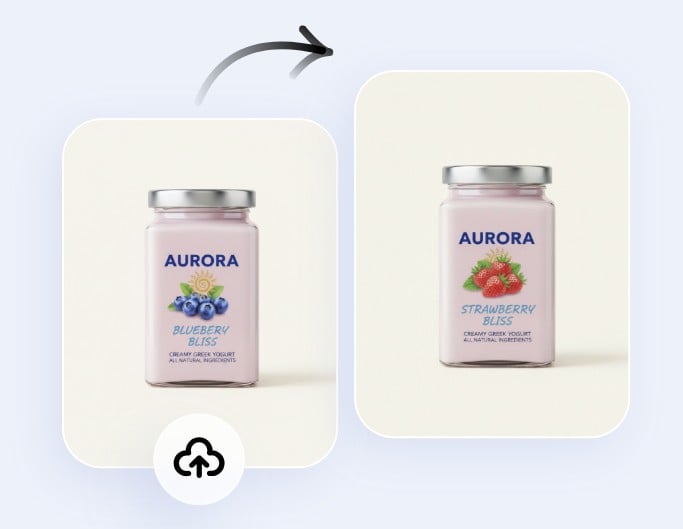 Copy the packaging design style from a reference image