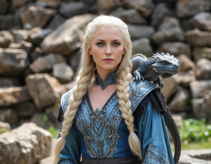 Mit dem Prompt wird das hochgeladene Bild in Daenerys aus Game of Thrones umgewandelt