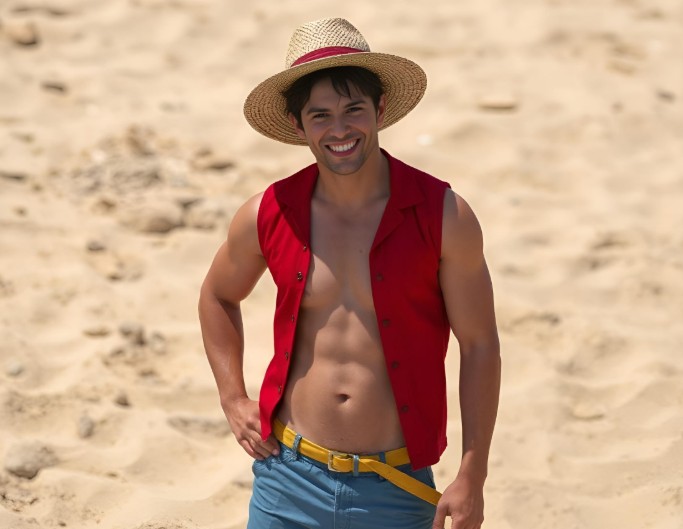 Mit dem Prompt wird das hochgeladene Bild in Luffy aus One Piece umgewandelt