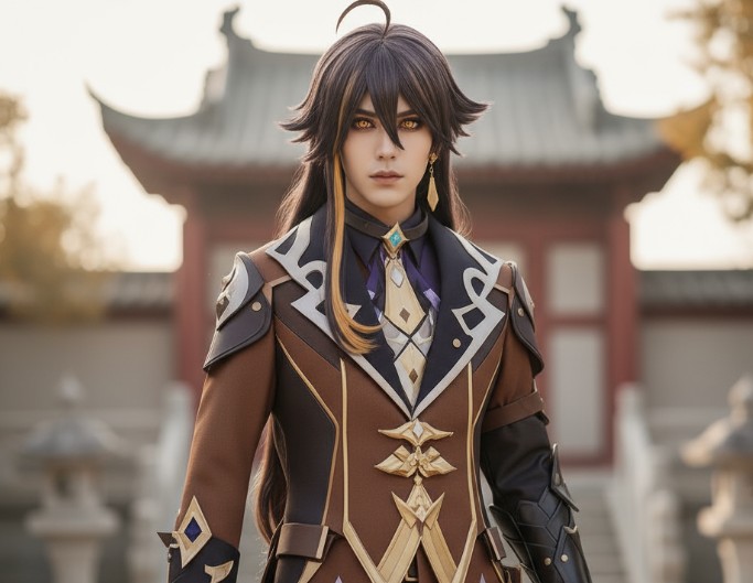 Mit dem Prompt wird das hochgeladene Bild in Zhongli aus Genshin Impact umgewandelt