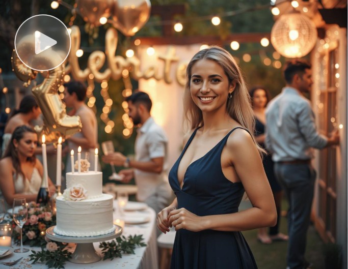 Create a birthday party invitation video from a photo of a girl