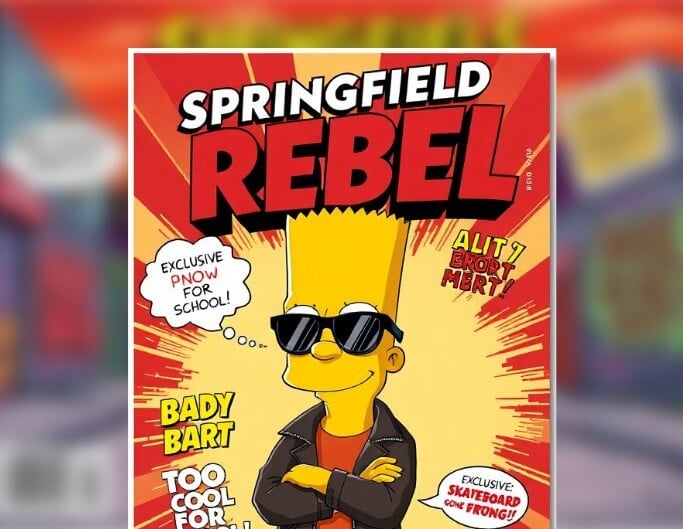 Create a poster using a simpsons style image