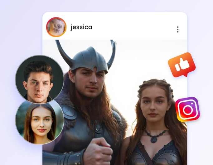 Gesichter mit KI tauschen und in sozialen Medien teilen