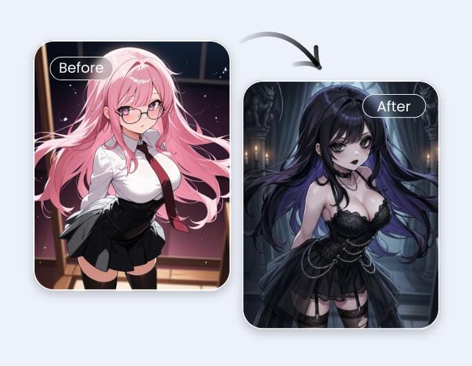 한 애니메이션 스타일 이미지를 다른 스타일로 변환하여 팬아트 만들기