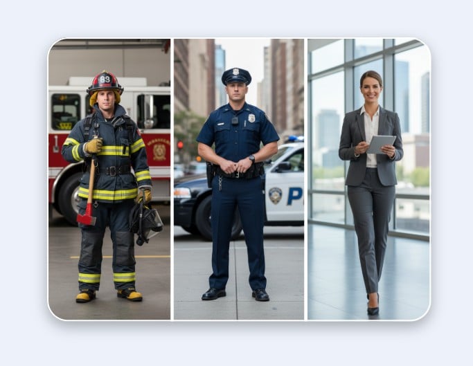 Create three ai full body portraits